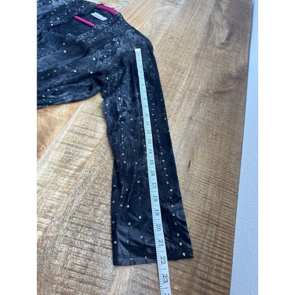 Avenue Women's Black Sequin Open Front Cardigan Blouse Duster Slinky 18/20 - Picture 11 of 11